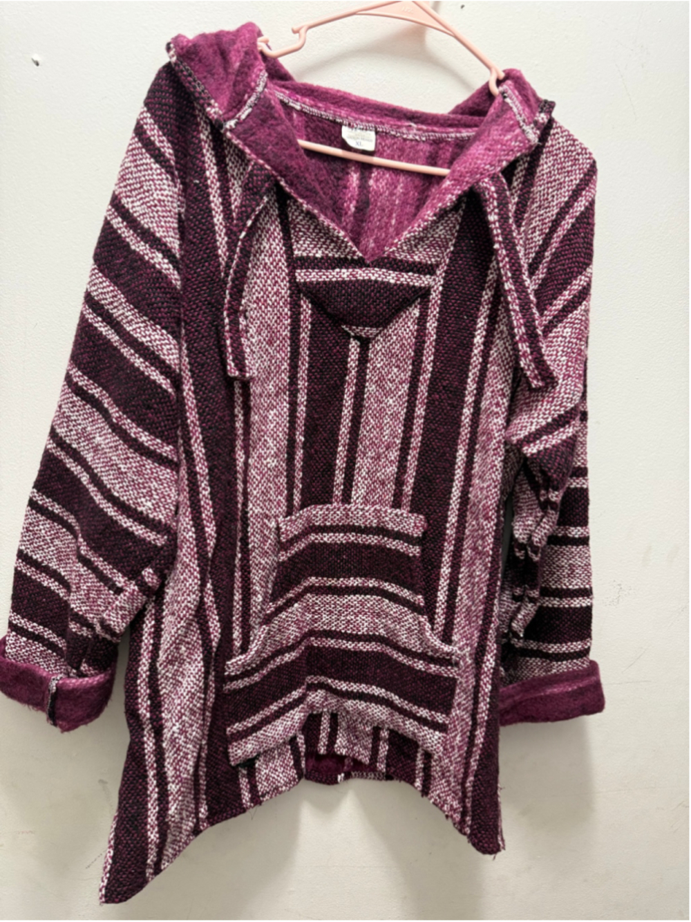 Women's Artesania Baja Hoodie Sweatshirt XL Purple White Striped